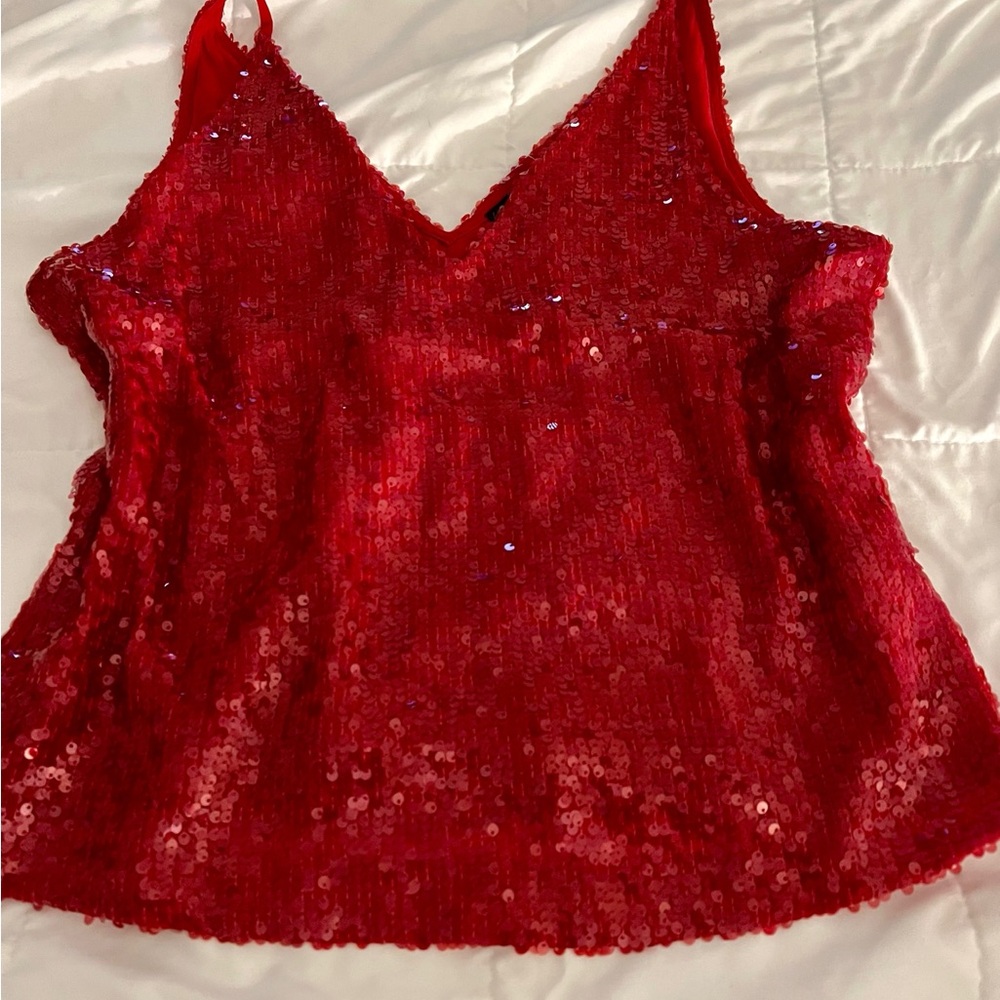 NWT J. Crew red sequin camisole S